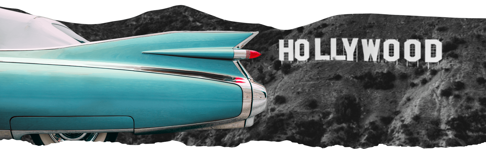 Carro antigo e a colina de Hollywood